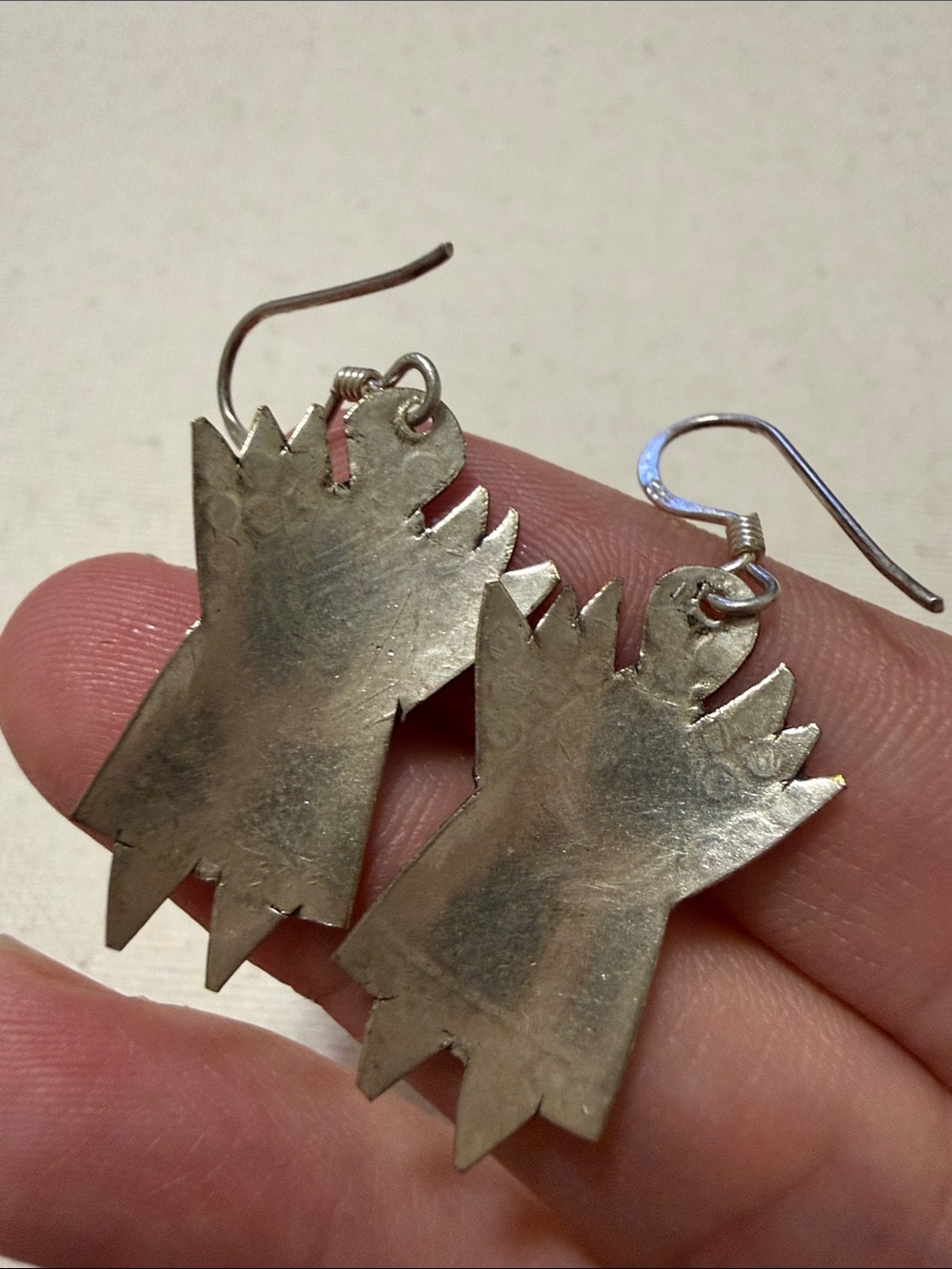 Sterling Silver 925 Two-toned Angel Drop Earrings - Picture 4 of 10